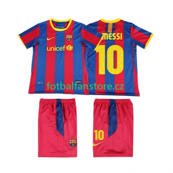 Dětský Retro Domácí Dres FC Barcelona Lionel Messi 10 2010 2011 Krátký rukáv