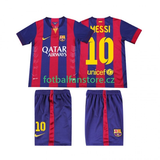 Dětský Retro Domácí Dres FC Barcelona Lionel Messi 10 2014 2015 Krátký rukáv Dětský Retro Domácí Dres FC Barcelona Lionel Messi 10 2014 2015 Krátký rukáv