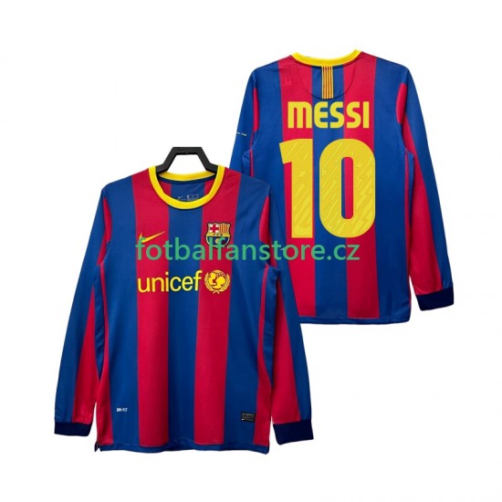 Muži Retro Domácí Dres FC Barcelona Lionel Messi 10 2010 2011 Dlouhými Rukávy