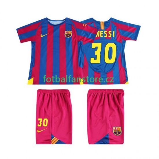 Dětský Retro Domácí Dres FC Barcelona Lionel Messi 30 Champions League 2005 2006 Krátký rukáv