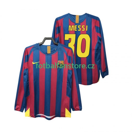 Muži Retro Domácí Dres FC Barcelona Lionel Messi 30 2005 2006 Dlouhými Rukávy