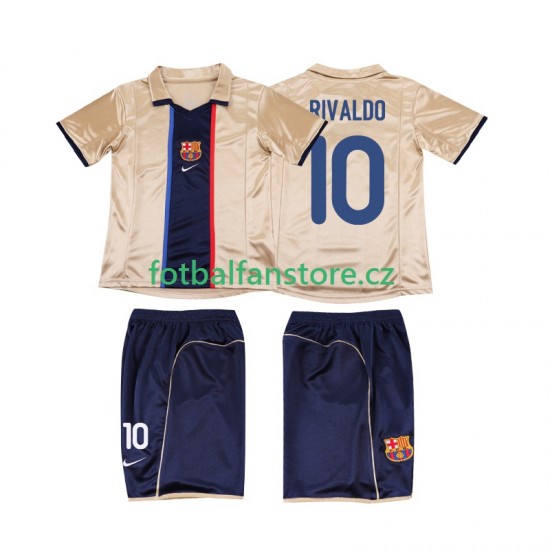 Dětský Retro Venkovní Dres FC Barcelona RIVALDO 10 2001 2002 Krátký rukáv Dětský Retro Venkovní Dres FC Barcelona RIVALDO 10 2001 2002 Krátký rukáv