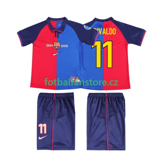 Dětský Retro Domácí Dres FC Barcelona RIVALDO 11 1999 2000 Krátký rukáv Dětský Retro Domácí Dres FC Barcelona RIVALDO 11 1999 2000 Krátký rukáv