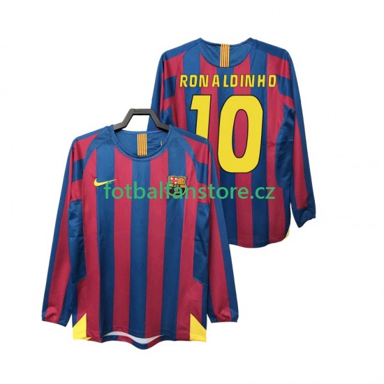 Muži Retro Domácí Dres FC Barcelona RONALDINHO 10 2005 2006 Dlouhými Rukávy