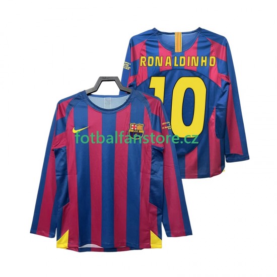 Muži Retro Domácí Dres FC Barcelona RONALDINHO 10 Champions League 2005 2006 Dlouhými Rukávy