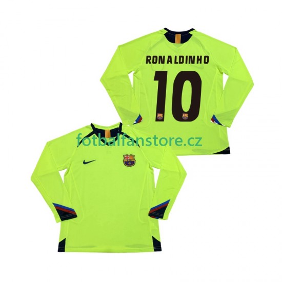 Muži Retro Venkovní Dres FC Barcelona RONALDINHO 10 2005 2006 Dlouhými Rukávy