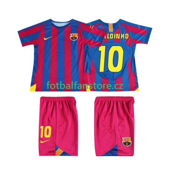 Dětský Retro Domácí Dres FC Barcelona RONALDINHO 10 Champions League 2005 2006 Krátký rukáv