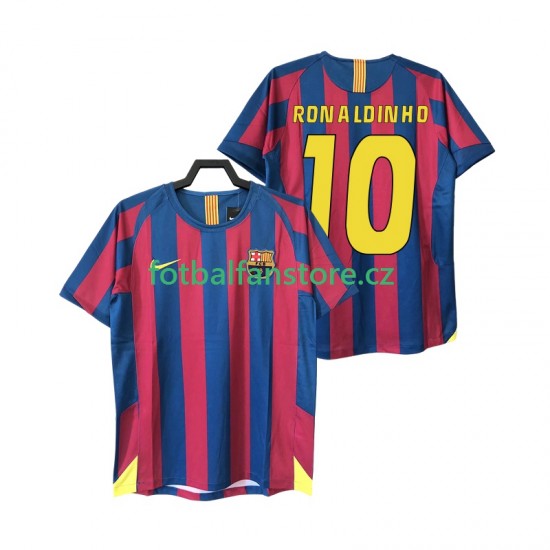 Muži Retro Domácí Dres FC Barcelona RONALDINHO 10 2005 2006 Krátký rukáv Muži Retro Domácí Dres FC Barcelona RONALDINHO 10 2005 2006 Krátký rukáv
