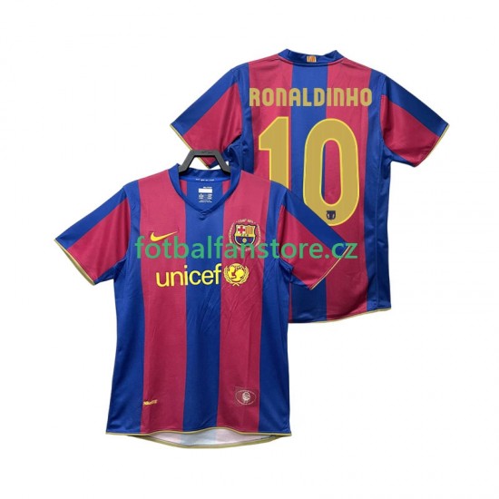 Muži Retro Domácí Dres FC Barcelona RONALDINHO 10 2007 2008 Krátký rukáv Muži Retro Domácí Dres FC Barcelona RONALDINHO 10 2007 2008 Krátký rukáv