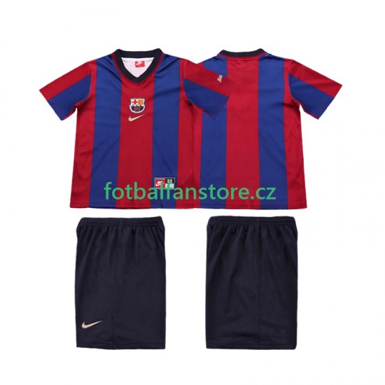 Dětský Retro Domácí Dres FC Barcelona 1998 1999 Krátký rukáv