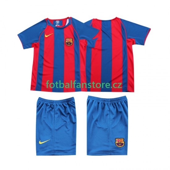 Dětský Retro Domácí Dres FC Barcelona 2004 2005 Krátký rukáv