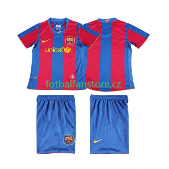 Dětský Retro Domácí Dres FC Barcelona 2007 2008 Krátký rukáv