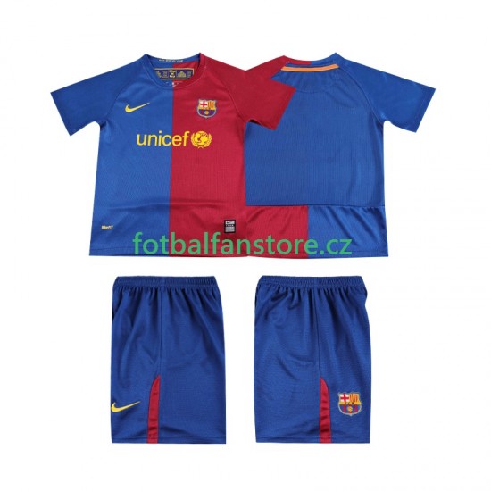 Dětský Retro Domácí Dres FC Barcelona 2008 2009 Krátký rukáv