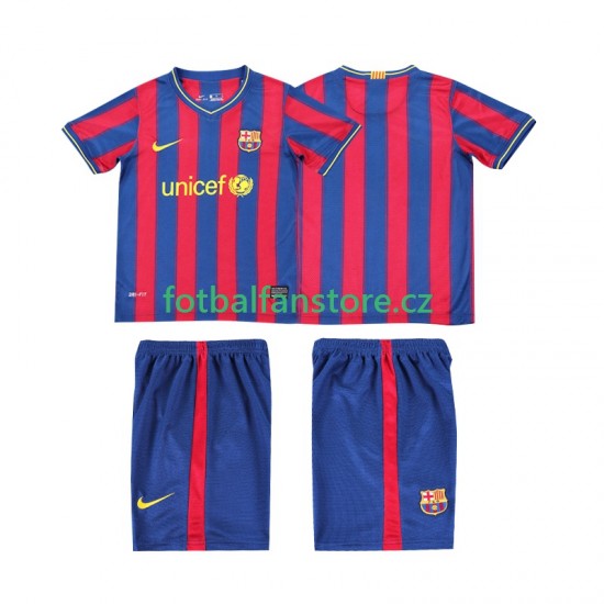 Dětský Retro Domácí Dres FC Barcelona 2009 2010 Krátký rukáv