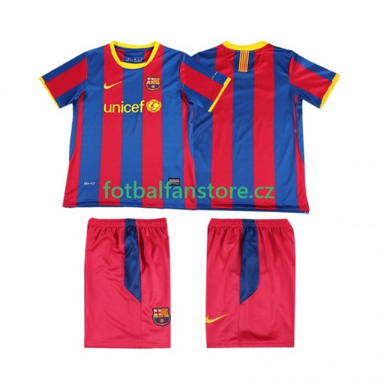 Dětský Retro Domácí Dres FC Barcelona 2010 2011 Krátký rukáv