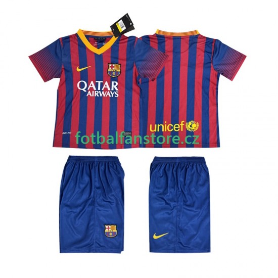 Dětský Retro Domácí Dres FC Barcelona 2013 2014 Krátký rukáv