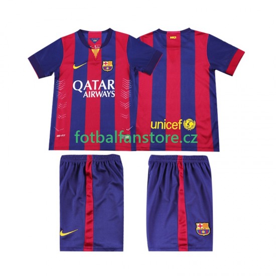 Dětský Retro Domácí Dres FC Barcelona 2014 2015 Krátký rukáv