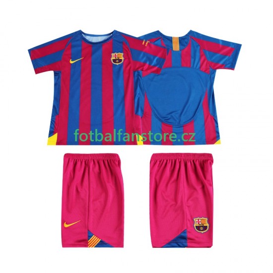 Dětský Retro Domácí Dres FC Barcelona Champions League 2005 2006 Krátký rukáv