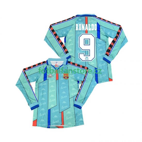 Muži Retro Venkovní Dres FC Barcelona Ronaldo 9 1996 1997 Dlouhými Rukávy Muži Retro Venkovní Dres FC Barcelona Ronaldo 9 1996 1997 Dlouhými Rukávy