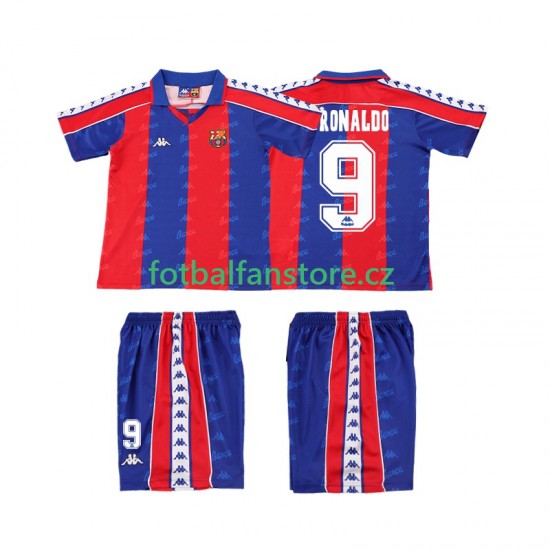Dětský Retro Domácí Dres FC Barcelona Ronaldo 9 1992 1995 Krátký rukáv
