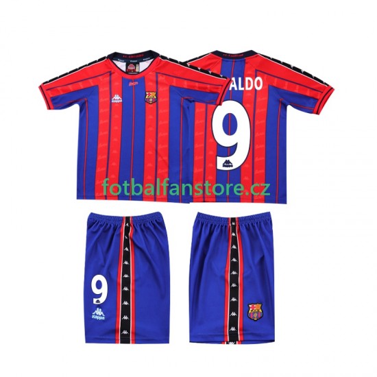 Dětský Retro Domácí Dres FC Barcelona Ronaldo 9 1997 1998 Krátký rukáv