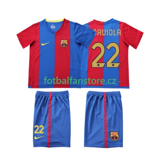 Dětský Retro Domácí Dres FC Barcelona SAUIOLA 22 2006 2007 Krátký rukáv
