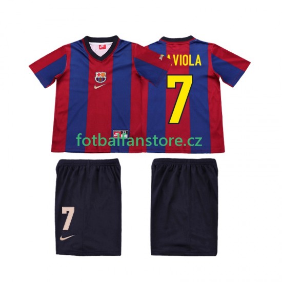 Dětský Retro Domácí Dres FC Barcelona SAVIOLA 7 1998 1999 Krátký rukáv