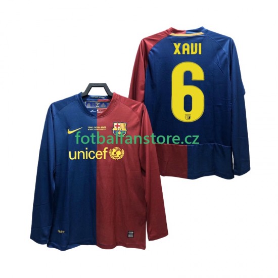 Muži Retro Domácí Dres FC Barcelona XAVI 6 Champions League 2008 2009 Dlouhými Rukávy