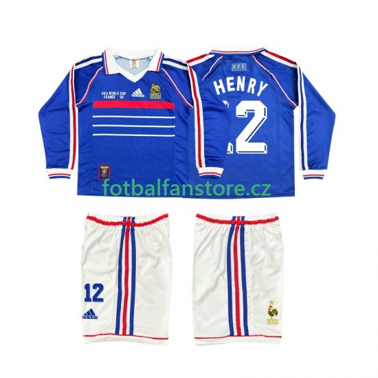 Dětský Retro Domácí Dres Francie Henry 12 1998 Dlouhými Rukávy