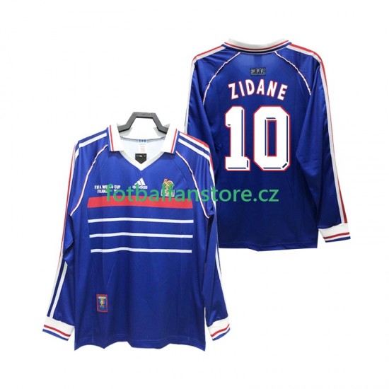 Muži Retro Domácí Dres Francie ZIDANE 10 1998 Dlouhými Rukávy