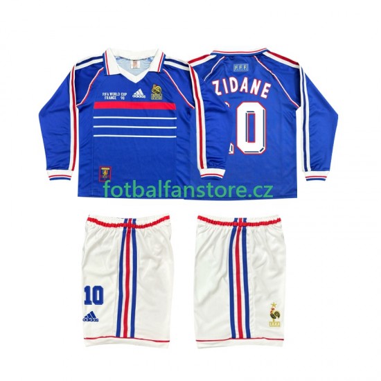 Dětský Retro Domácí Dres Francie ZINANE 10 1998 Dlouhými Rukávy