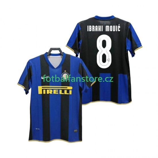 Muži Retro Domácí Dres Inter Milán Ibrahimovic 8 Champions League 2008 2009 Krátký rukáv Muži Retro Domácí Dres Inter Milán Ibrahimovic 8 Champions League 2008 2009 Krátký rukáv