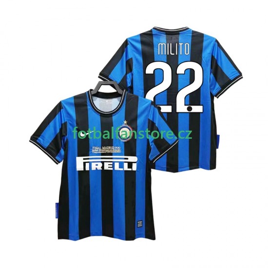 Muži Retro Domácí Dres Inter Milán MILITO 22 2009 2010 Krátký rukáv Muži Retro Domácí Dres Inter Milán MILITO 22 2009 2010 Krátký rukáv