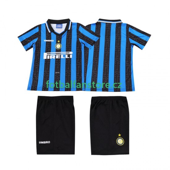 Dětský Retro Domácí Dres Inter Milán 1997 1998 Krátký rukáv Dětský Retro Domácí Dres Inter Milán 1997 1998 Krátký rukáv