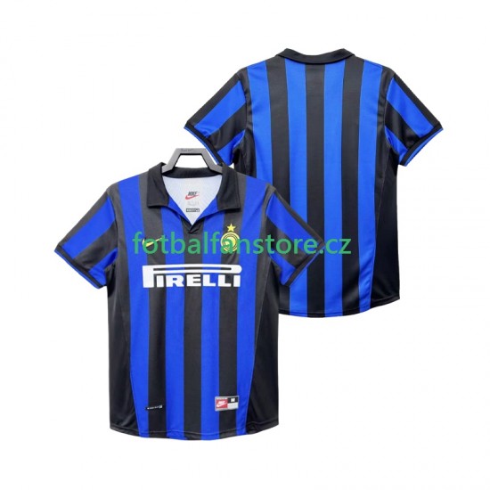 Muži Retro Domácí Dres Inter Milán 1998 1999 Krátký rukáv Muži Retro Domácí Dres Inter Milán 1998 1999 Krátký rukáv
