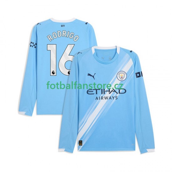 Muži Domácí Dres Manchester City Rodrigo Hernandez 16 2025-2026 Dlouhými Rukávy Muži Domácí Dres Manchester City Rodrigo Hernandez 16 2025-2026 Dlouhými Rukávy