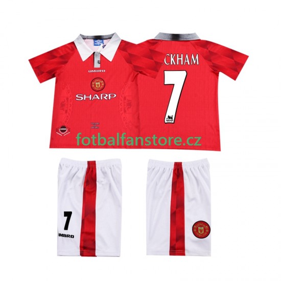 Dětský Retro Domácí Dres Manchester United BECKHAM 7 1996 1997 Krátký rukáv