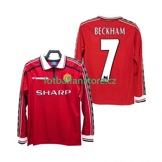 Muži Retro Domácí Dres Manchester United BECKHAM 7 1998 1999 Dlouhými Rukávy
