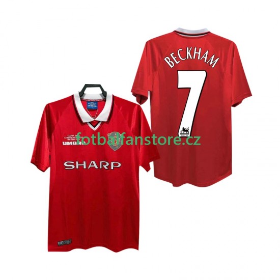 Muži Retro Domácí Dres Manchester United BECKHAM 7 1999 2000 Krátký rukáv Muži Retro Domácí Dres Manchester United BECKHAM 7 1999 2000 Krátký rukáv