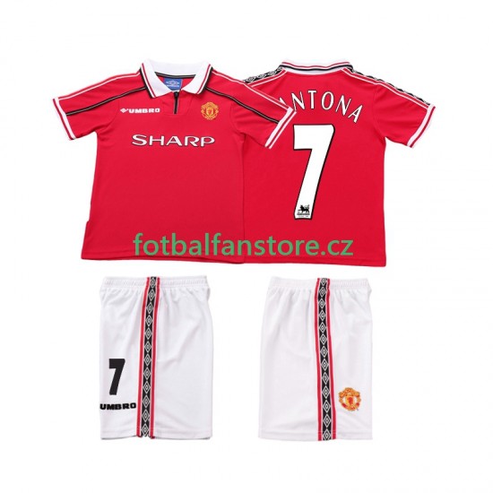 Dětský Retro Domácí Dres Manchester United CONTONA 7 1998 1999 Krátký rukáv