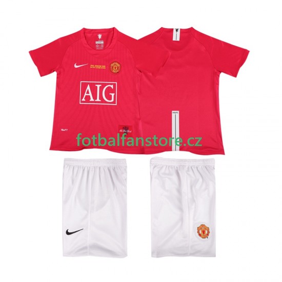 Dětský Retro Domácí Dres Manchester United Champions League 2007 2008 Krátký rukáv Dětský Retro Domácí Dres Manchester United Champions League 2007 2008 Krátký rukáv