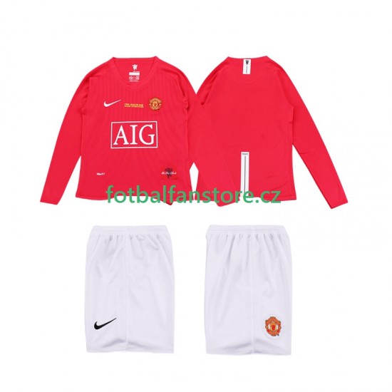 Dětský Retro Domácí Dres Manchester United Premier League 2008 2009 Dlouhými Rukávy Dětský Retro Domácí Dres Manchester United Premier League 2008 2009 Dlouhými Rukávy