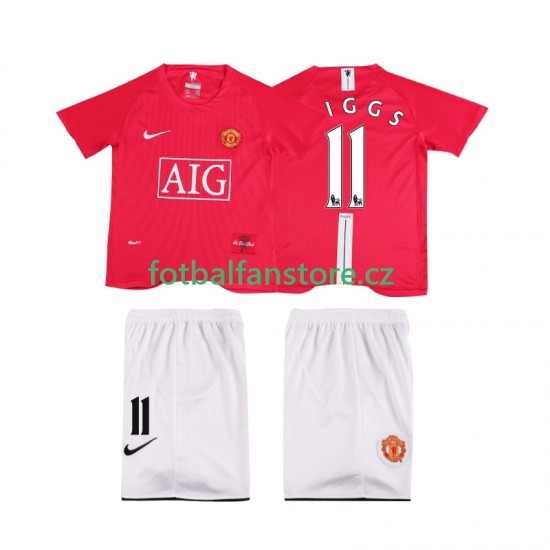 Dětský Retro Domácí Dres Manchester United GIGGS 11 Premier League 2007 2008 Krátký rukáv