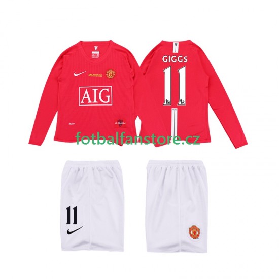 Dětský Retro Domácí Dres Manchester United GIGGS 11 Premier League 2008 2009 Dlouhými Rukávy