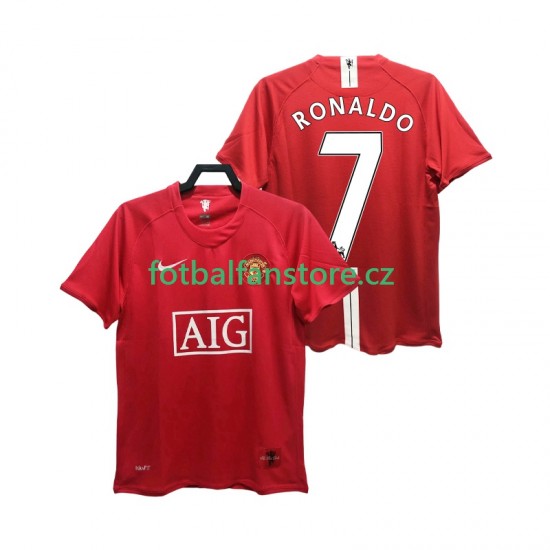 Muži Retro Domácí Dres Manchester United RONALDO 7 Premier League 2007 2008 Krátký rukáv