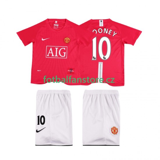 Dětský Retro Domácí Dres Manchester United ROONEY 10 Premier League 2007 2008 Krátký rukáv