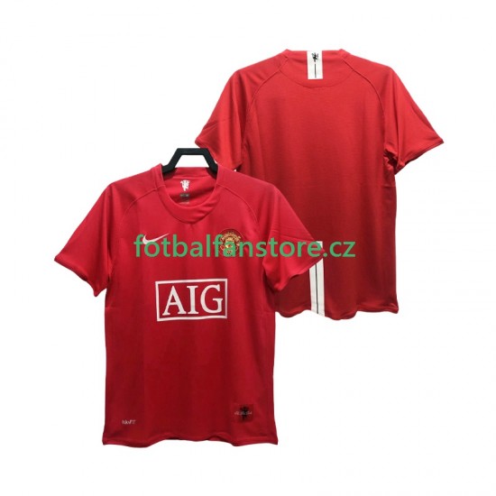 Muži Retro Domácí Dres Manchester United Premier League 2007 2008 Krátký rukáv Muži Retro Domácí Dres Manchester United Premier League 2007 2008 Krátký rukáv