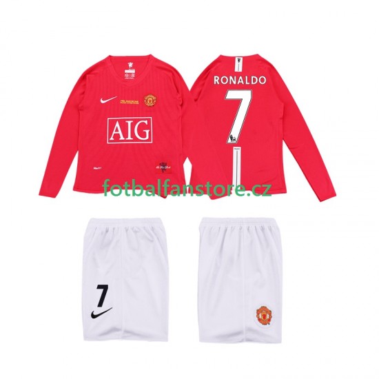 Dětský Retro Domácí Dres Manchester United Ronaldo 7 Premier League 2008 2009 Dlouhými Rukávy