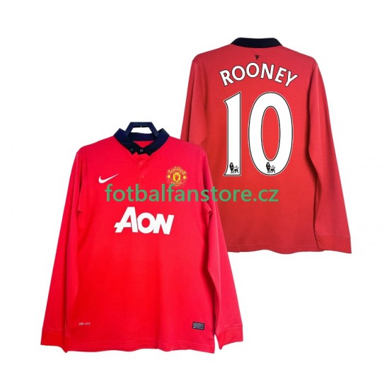 Muži Retro Domácí Dres Manchester United Rooney 10 2013 2014 Dlouhými Rukávy Muži Retro Domácí Dres Manchester United Rooney 10 2013 2014 Dlouhými Rukávy