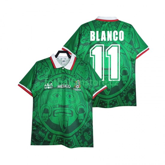 Muži Retro Domácí Dres Mexiko BLANCO 11 1998 Krátký rukáv